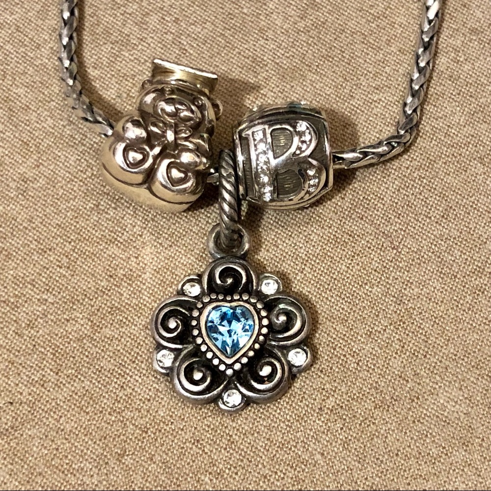 Brighton Alpha Bead initial B Upper case letter Silver with crystals Vintage - Picture 4 of 5